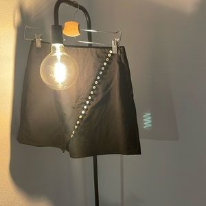 ZARA Linen Asymmetrical Button Short Skirt